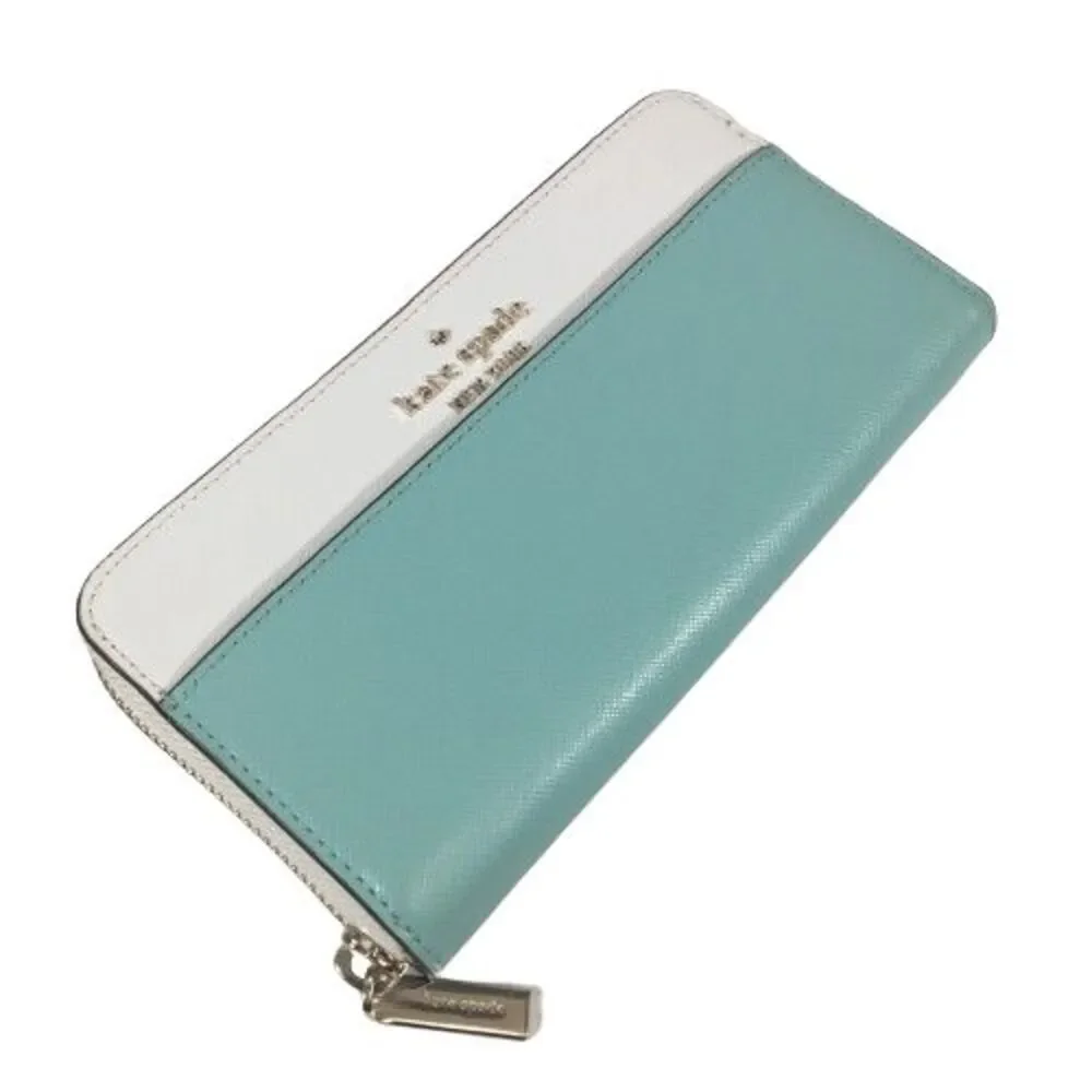 Kate Spade Staci Colorblock Saffiano Large Continental Wallet Clutch Mint Green